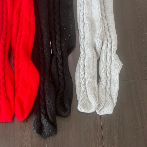 4 Pair Thigh High Cable Knit Socks - White, Red, Black and Gray - Picture 4 of 8